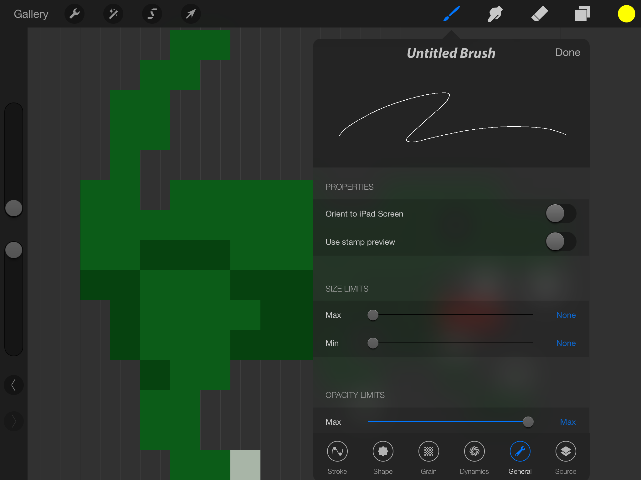 Setting brush size